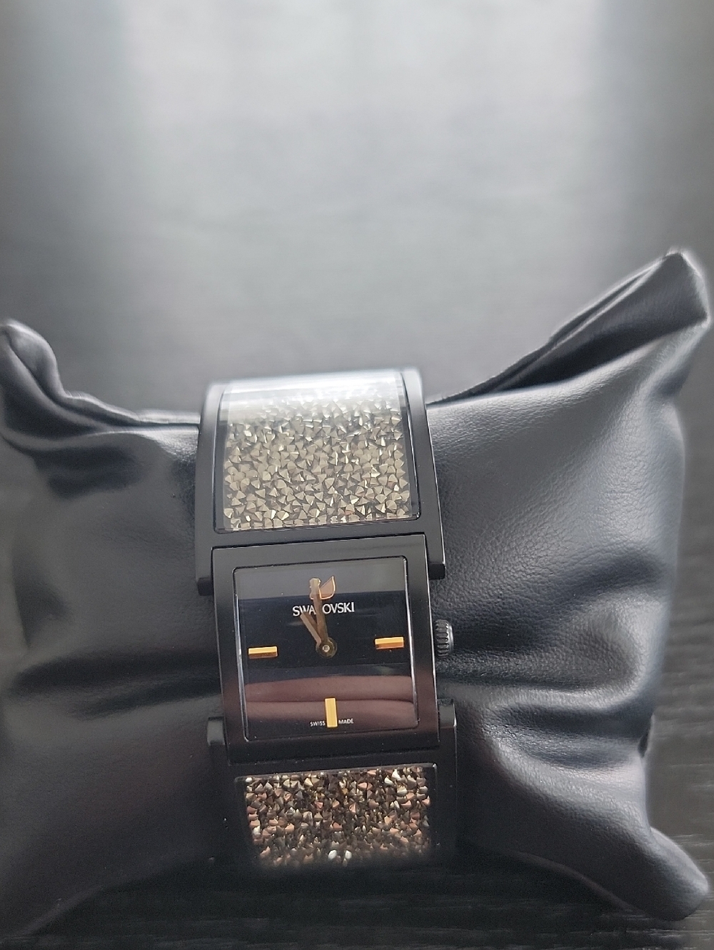 Swarovski Black Crystalline Bangle 5027136 Swiss Stainless 30M Watch